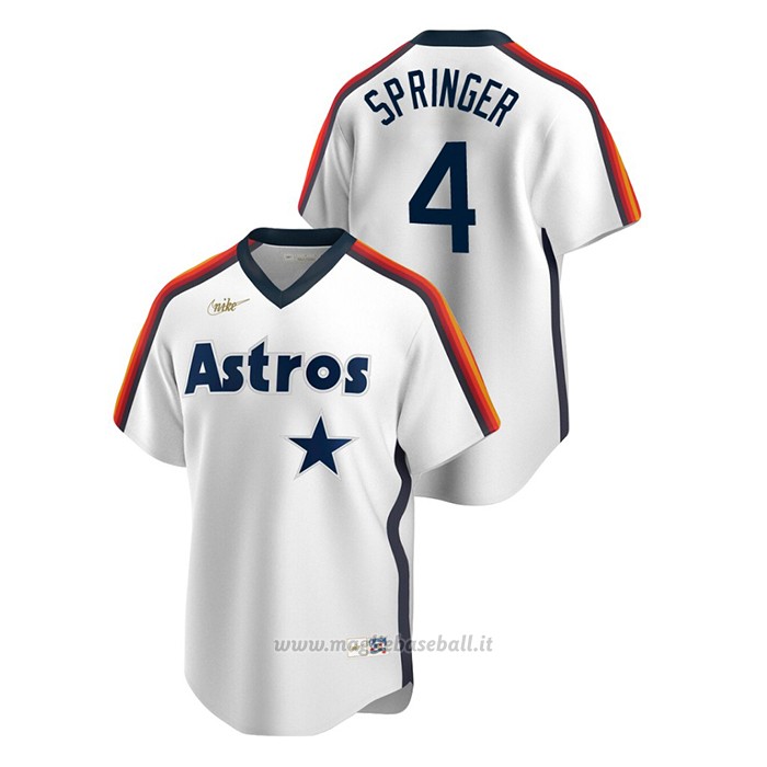 Maglia Baseball Uomo Houston Astros George Springer Cooperstown Collection Primera Bianco